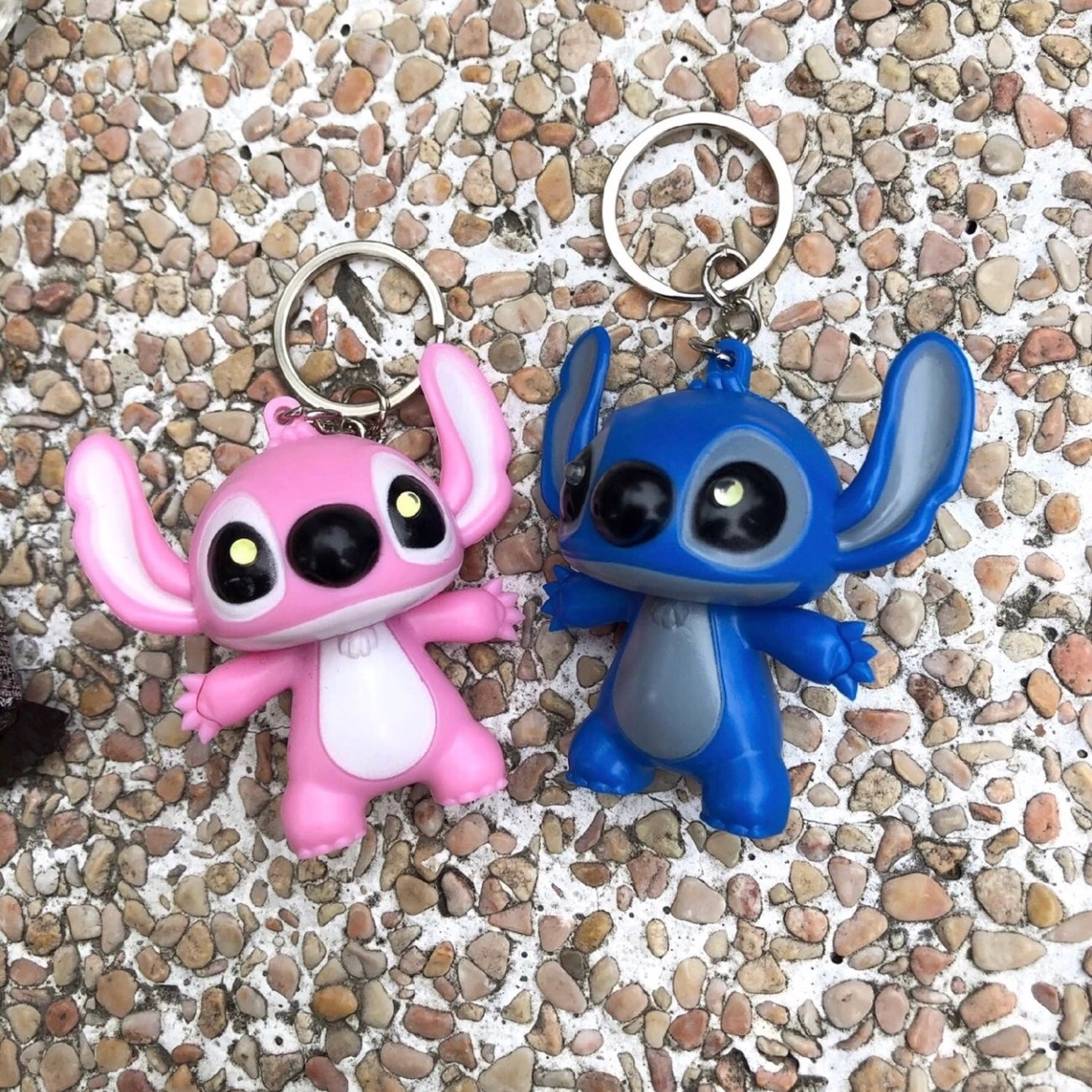 Stitch light up and sound keychain
